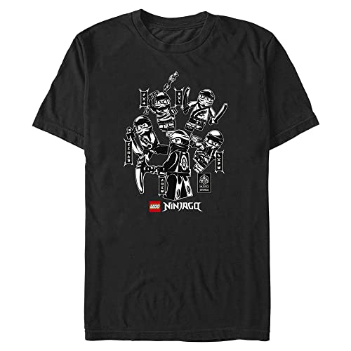 Fifth Sun Lego Ninjago Ninja Group Young Men's Short Sleeve Tee Shirt, Black, Large