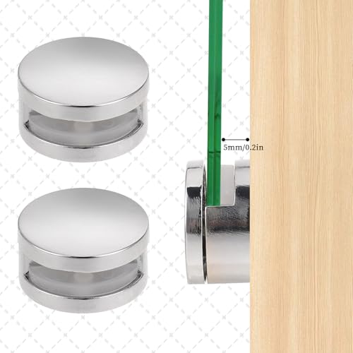 Image of 4Pack Frameless Mirror Mounting Hardware Mirror Glass Clips Mirror Glass Hanging Bracket Mirror Wall Holder Clips Dual-Screw Fixing Mirror Mounting Kit Glass Mounting Round Clips with Screws & Anchors
