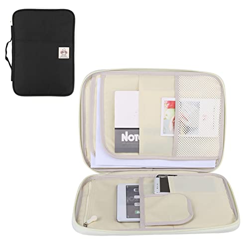 5Colors A4 Document Bags, File Folder Portfolio Organizer Computer Notebook Zippered Case for, Notebooks, Pens, Document (Black)2