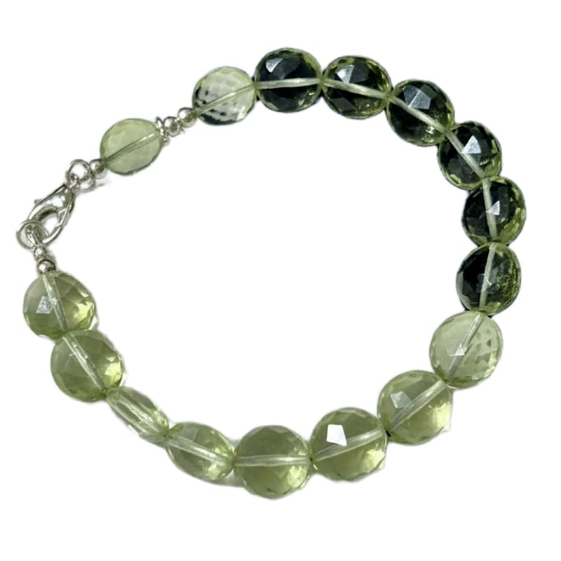 Bracelet améthyste verte naturelle LKBEADS, gemme ovale fait main
