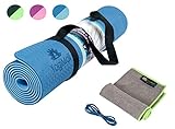 Eco Friendly Two Layer TPE Premium Yoga Mat with Carry Strap by YogiMall, Free of PVC and Other Toxic Chemicals, Non-Slip, Extra Long 72