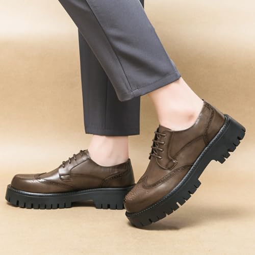 Dress Oxford Formal Shoes for Mens Lace-up Height Increasing Leather Prom Non Slip Block Heel Business2