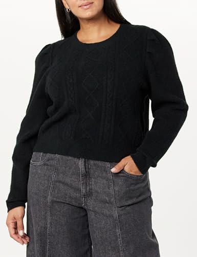 Image of The Drop Women's Gloria Puff Sleeve Cable-Knit Sweater