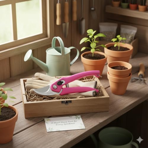 Image of Hand Pruner Cutter - 1 Piece (Pink Colour) | Heavy Duty Gardening Tools Grass Cutter, Plant Cutter for Home Garden, Wood Branch Trimmer, Garden Tools Accessories (Steel Blades, Assorted)