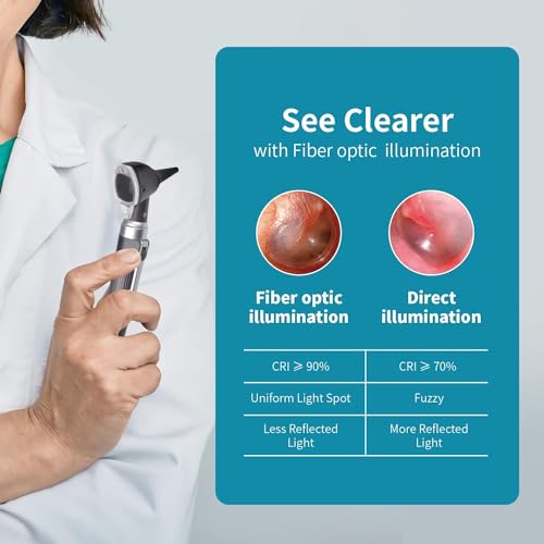 Image of MCP OT-10G Otoscope - Ear Scope with Light, Fiber Optic Otoscope, Lightweight Pocket Diagnostic Ear Checker Kit for Nurse,Kids,Adults (Black)