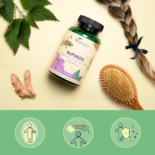 Rapunzel | Haar Vitamine mit MSM, Biotin, Zink, L-Cystein und Selen | Pflanzliche Powerextrakte: Goldhirse, Bambus & mehr | Haarkapseln | 120 Stück | Vegan | Vegavero