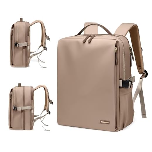 GOLF SUPAGS Mochila elegante para laptop feminina, trabalho, faculdade, viagem, casual, para notebook de 15,6 polegadas, Champanhe expansível, 17.3-Inch, Mochilas Daypack