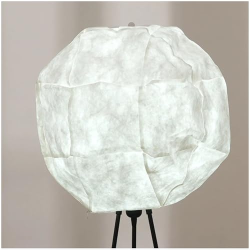 Image of FIG Living Luna Floor Lamp (Off White) | 140 cm Tall Standing Lamp | Handcrafted Lampshade with Knock Down Tripod Stand | Best for Home Decor, Living Room, Cafe & Restaurant | No Bulb