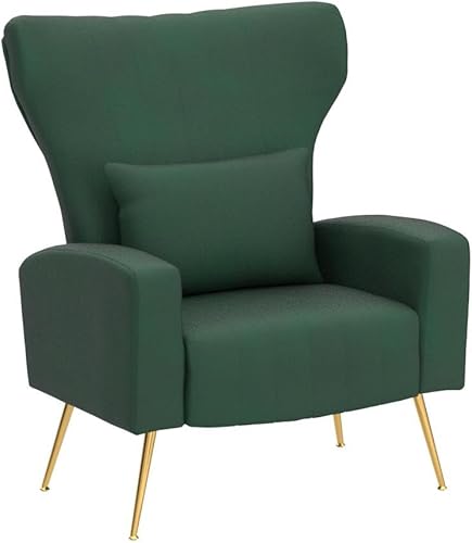 Miniatura 48 de Silla moderna de terciopelo para sala de estar, dormitorio, silla con respaldo alado con brazo y patas doradas, silla auxiliar de recepción de