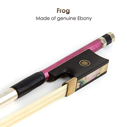 Image of Kmise Carbon Fiber Violin Bows: Lightweight Violin Bow 3 /4, Anti-Deformation Fiddle Bow, Ultra-Stretchy Horse Hair, Gift for Professional, Beginner, Adults, Kids Violins Practice (Purple)