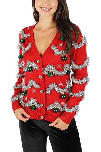 Image of Tipsy Elves Classic Cute Cardigan Ugly Christmas Sweaters for Women with Fun Patterns and Animals