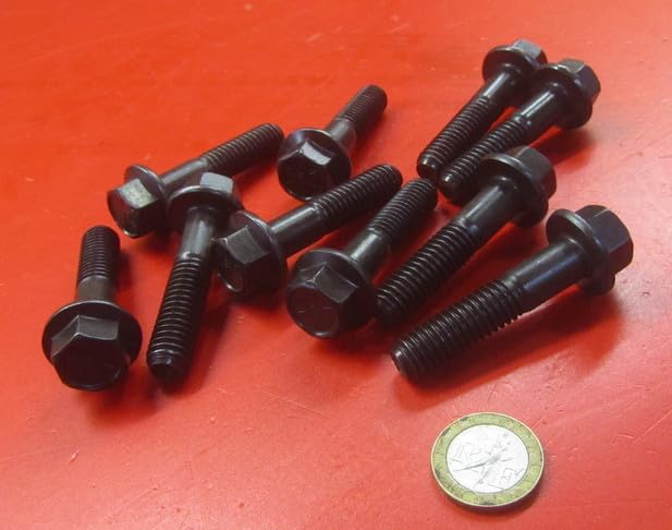 Grade 8 Black Oxide Steel Flange Bolts PT 7/16"-14 x 2.00 Length 10 Pcs