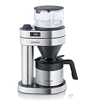 Severin Filterkaffeemaschine "Caprice" mit auslaufsicherer Thermokanne, wie von Hand aufgebrüht, Kaffeebereiter für bis zu 8 Tassen, Kaffeemaschine mit Timer, 1l, Edelstahl-gebürstet/schwarz, KA 5763 – Ansicht 1