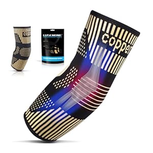 Lusenone Copper Elbow Support for Men/Women – Best Elbow Brace Compression Sleeves Support for Tennis Elbow, Golfers Elbow, Tendonitis, Weightlifting, Gym, Arthritis, Pain Relief