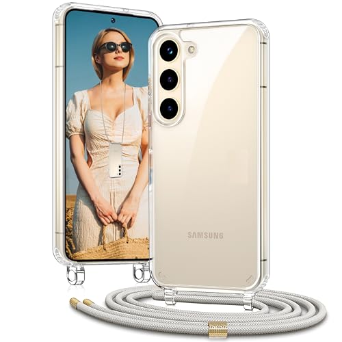 Vaykwo Handykette für Samsung Galaxy S25 Plus / S25+ / S24+ 6,7" Hülle mit Band - Necklace Handyhülle - Transparente Case zum Umhängen mit Kameraschutz und Bildschirmschutz - Grau