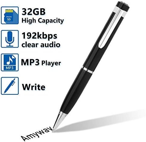 Digital Voice Recorders, Voice Recorder Pen Audio Recorder Dictaphone MP3 Player with 32GB Micro SD card, a USB cable, a card reader, 5 refills for Lectures Meetings, Interview, Speech