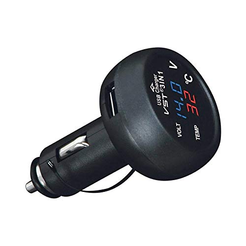 QUMOX 3 en 1 Voiture Multifonction USB 3.0 17.5W VST Chargeur Rapide thermomètre voltmètre Compteur numérique Moniteur 3.5A Chargeur USB pour téléphone Portable