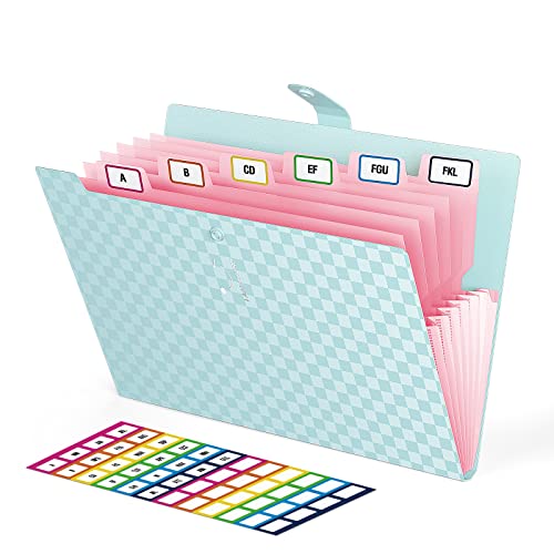 ABC life Trieur 7 Compartiments A4,Amélioré Plastique extensible accordéon dossiers de fichiers Document Organiseur Classeur et trieur à documents avec fermeture Snap pour l'école et bureau(Bleu) Cover