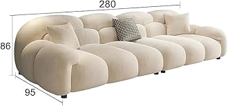 Poppins HOME Modern Cloud Sofa – Luxury Plush 4-Seater Curved Sofa with Ultra-Soft Upholstery & Accent Pillows, Cozy Lounge Couch for Living Room & Reception (Orange, 1seater+4seater)