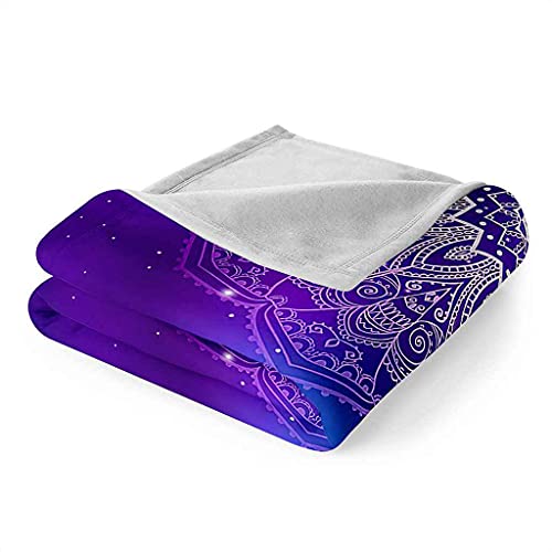 Couverture flanelle fleur violette 150x200cm pour canapé