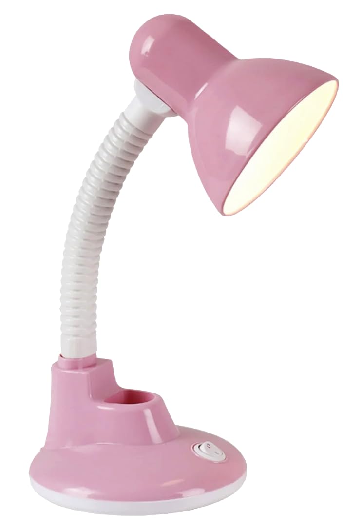 BEL AIR HOME - Lámpara Escritorio Flexo BABY | Diseño Metálico Duradero | Ideal para Estudio y Trabajo | Control Fácil con Interruptor | Compatible con Bombilla 1xE27 (ROSA)