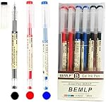 Gel Ink Pen Extra fine point pens Ballpoint pen Liquid Ink Rollerball Pens 0.35mm Premium Quick Drying Pen for Japanese Office School Stationery Supply 12 Packs (4 Black 4 Blue 4 Red)