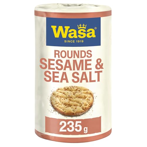 Wasa Tasty Snacks Sesame & Sea Salt Rounds 8x 235g | Rundes Knäckebrot aus Weizen mit Sesam und Meersalz