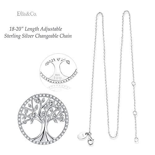 Elda & Co. Birthday Gifts For Wife Tree Of Life Necklace Sterling Silver Simulated Diamond Pendant Necklace For Women #TOP3