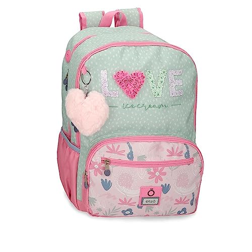 Enso Love Ice cream Mochila Escolar Doble Compartimento Verde 32x44x17 cms Poliéster 23,94L