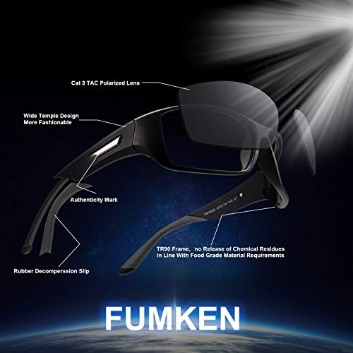 FUMKEN Polarised Sports Sunglasses for Men Women Driving Cycling Climbing Anti-glare UV400 Protection TR90 Unbreakable Frame