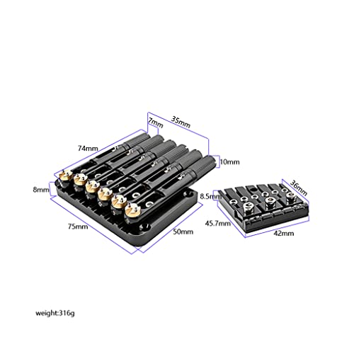 Alnicov 6 Strings Saddle Headless Guitar Bridge With nut plate bridg plate small wrench for Headless Guitar Accessories Black - Image 2