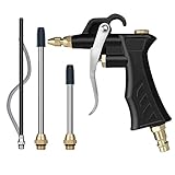 Industrial Air Blow Gun with Brass Adjustable Air Flow Nozzle ， Universal hose and 2 Steel Air...