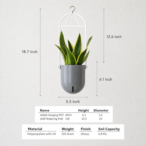 Image of Indian Discovery Self Watering Ceiling Hanging Planter|Hanging /Hooked Flower Pots for Home, Balcony, Vertical Garden Decor Flower Pots(2 PC,Grey,Sphere)|6 Inch UV-Resistant Plastic Plant Pots