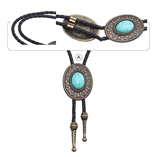 Image of GelConnie Native American Bolo Tie Rodeo Cowboy Leather Necktie Western Necklace Costume Accessories for Men,Women