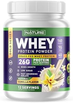 Whey Protein Powder - 100% Pure Whey Shake with Whey Isolate, 26g Protein, No Bloating, Mixes Smooth, No Clumps or Chunks - High Protein, Low Sugar Drink - Natural Vanilla Flavor - 12 Servings