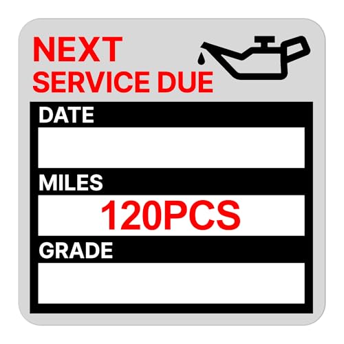 Image of for Oil Change Sticker Static Cling, Clear Stickers 120 Pcs 2 inchx 2 inch Next Service Due Sticker for Windshield, Easy to Peel with No Residue for Car Auto Vehicle Window (Red)
