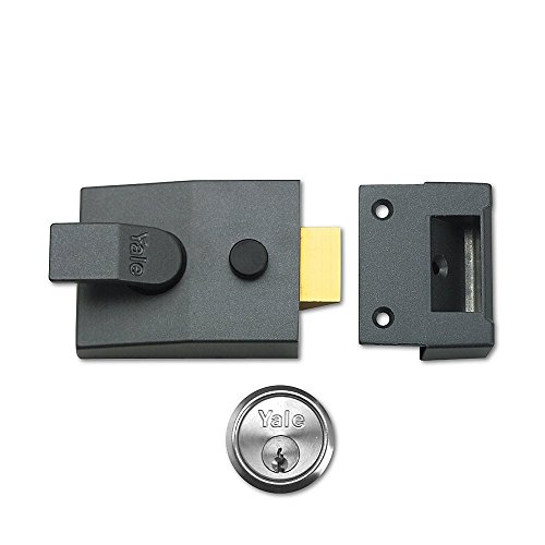 Yale Locks 89 Deadlock Nightlatch DMG Satin Chrome Cylinder 60 mm Backset Boxed, Dark Metallic Gray/Satin Chrome