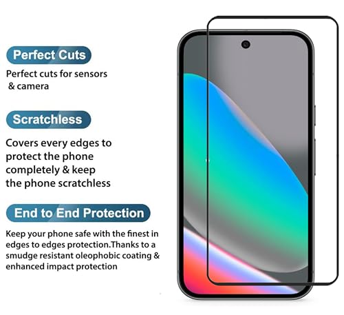 Image of FabeKee 1 Pack Tempered Glass Screen Protector Compatible For Google Pixel 10 & 10 Pro / Google Pixel 9 / Google Pixel 9 Pro Black Cellphone With Edge To Edge Coverage & Easy Installation Kit