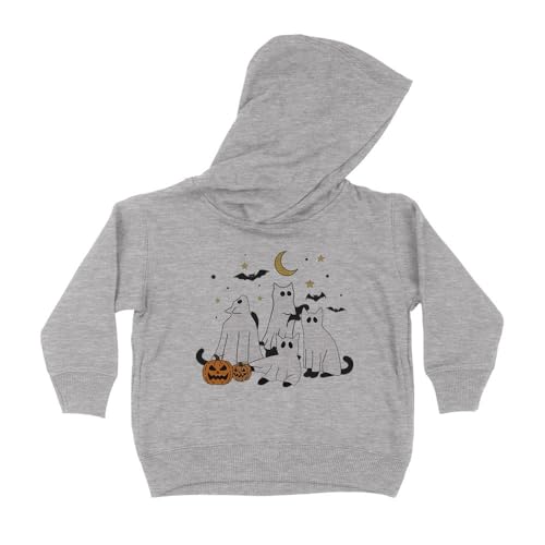 Halloween Ghost Cats Kids Hoodie Sweatshirt Toddler 2T Heather Grey