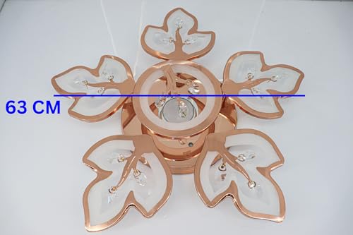 Image of swanart LumiLeaf Crystal Chandelier: Modern Rose Gold Ceiling Light with Dimmable 3-Color LEDs, Remote Control, Elegant Leaf Design for Dining Room, Living Room, Bedroom, Hallway