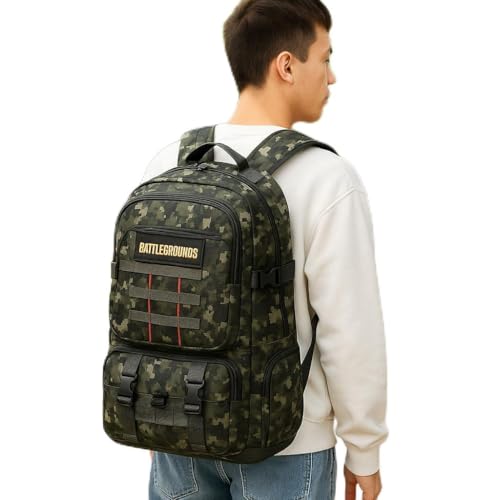 Mochila Tática Militar Impermeável, Camuflada Digital, 65cm x 35cm x 15cm, 5 Compartimentos, para Camping e Trilha