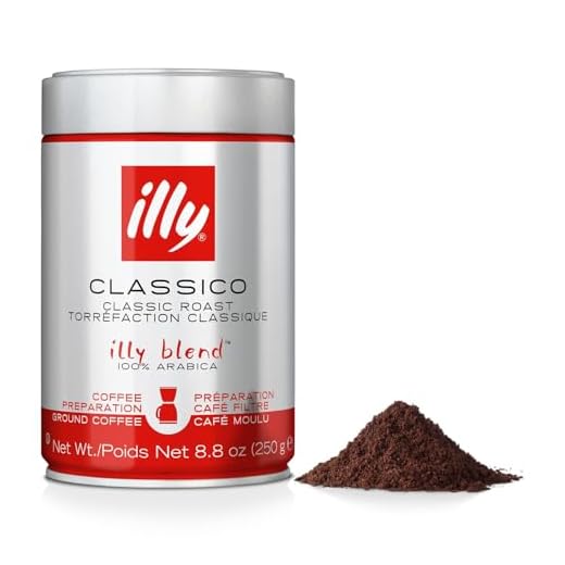 illy Classico Ground Drip Coffee, Medium Roast, Classic Roast with Notes Of Chocolate & Caramel, 100% Arabica Coffee, No Preservatives, 8.8 Ounce