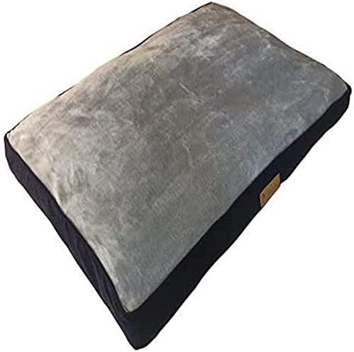 Ellie-Bo 56 x 41 x 10 cms Small Dog Bed with Waterproof Cover in Black with Brown Piping for 24 inch Dog Cage / Crate