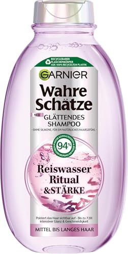 Garnier Wahre Schätze Glättendes Shampoo Reiswasser Ritual & Stärke, für mittellanges bis langes Haar, aufpolsternde Pflege, für mehr Glanz und Geschmeidigkeit, ohne Silikone, 1x 250ml (Packung mit 5) Garnier Wahre Schätze Glättendes Shampoo Reiswasser Ritual & Stärke, für mittellanges bis langes Haar, aufpolsternde Pflege, für mehr Glanz und Geschmeidigkeit, ohne Silikone, 1x 250ml (Packung mit 5)