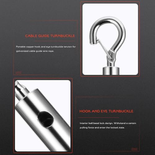 6 piezas tensores de cable de acero con gancho y ojal para hardware de tensión de cuerda de alambre, adecuados para uso pesado y accesorios de cables para suspensión ligera y barandales de cable miniatura 5