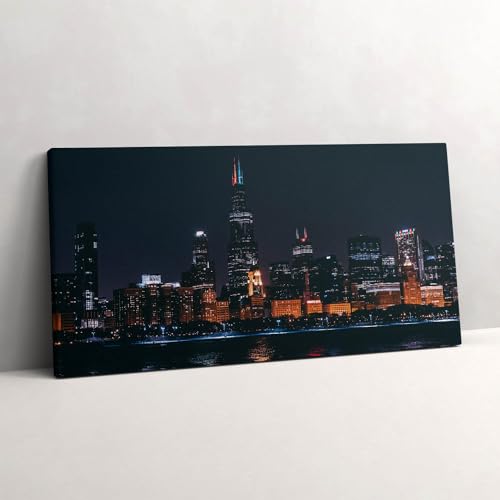 Tableau sur toile paysage urbain Chicago rideau de perspective pour grand salon
