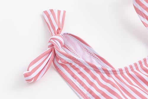 LIZENS Girls one Piece Swimwear Stripe Cute Swimsuit Adjustable Strap for Kids 2-12 Years Beach Bathing Suit3