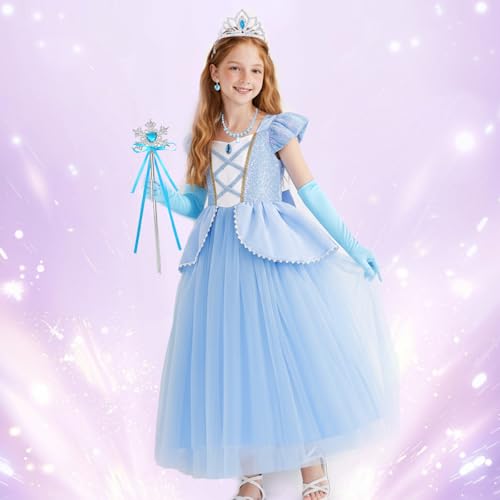 Disfraz de princesa azul para niñas miniatura 3