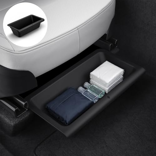 Spigen Tesla Model Y Juniper (Standard/Premium/Performance 2025–2026) Untersitz-Aufbewahrungsbox [1er-Pack], Verstecktes Aufbewahrungsfach unter dem Sitz, Sitz-Organizer, Tesla Zubehör