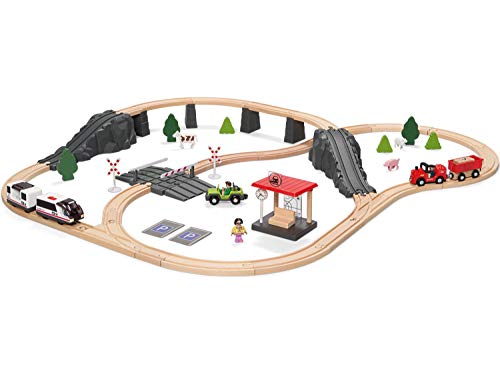 Preisvergleich Produktbild Playtive® Junior Holz Eisenbahn elektrische Bahn 70 tlg